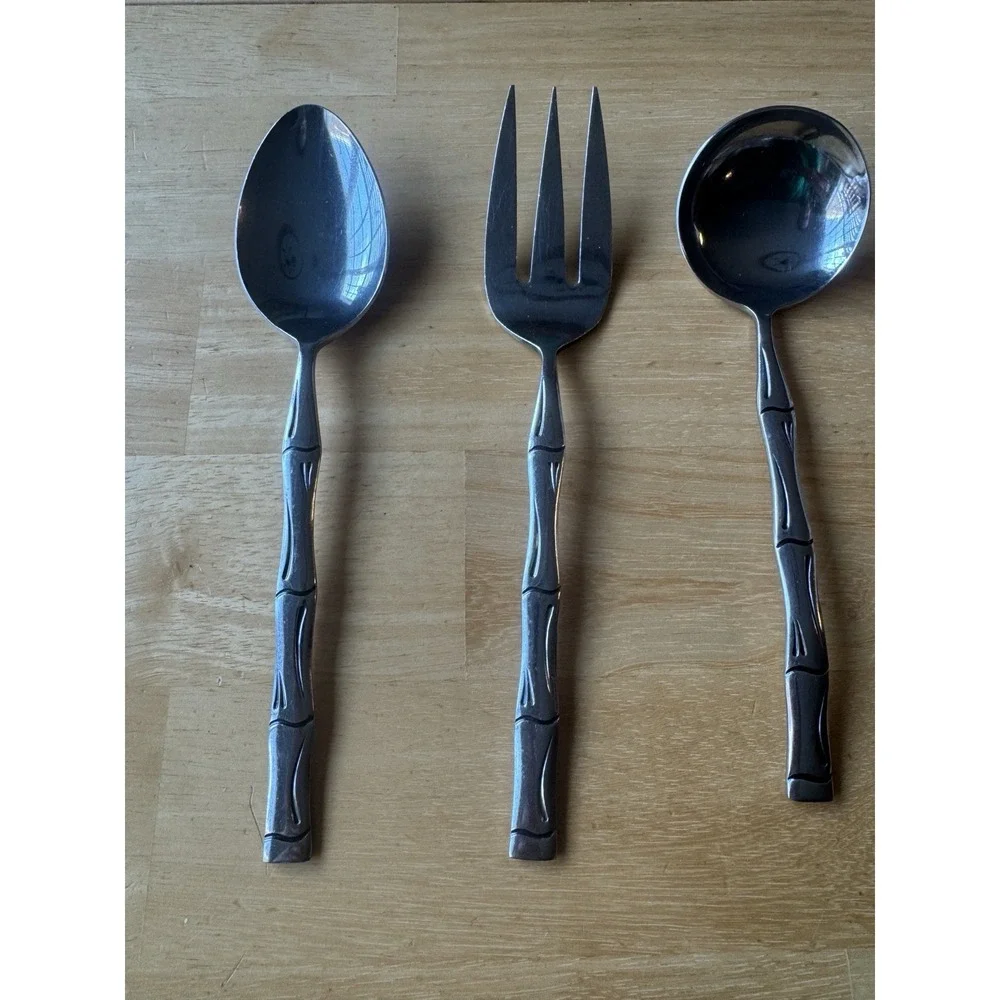 Rogers Citadel Bamboo Stanley Roberts Serving Utensils Spoon Slotted Ladle